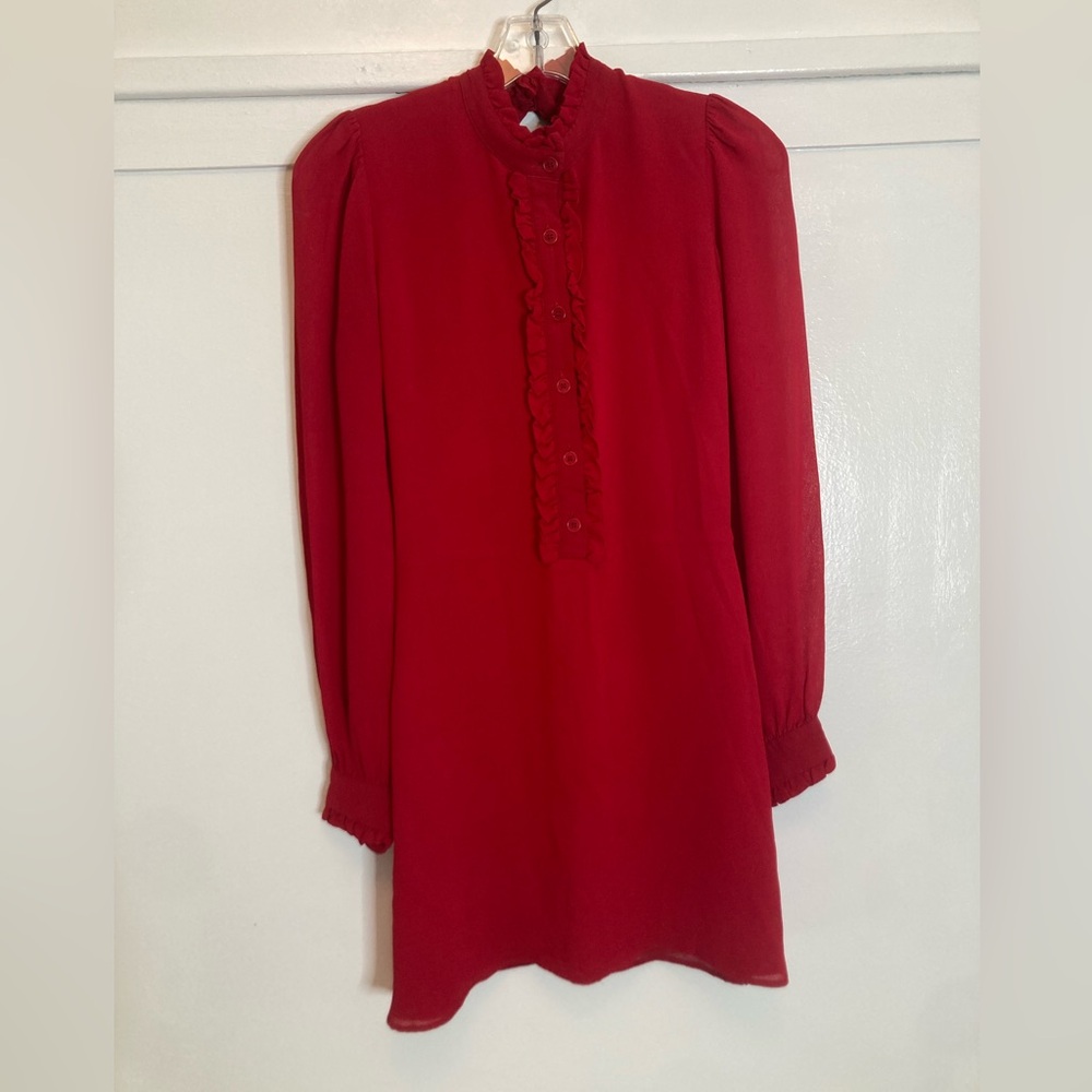 Reformation Red Mock Neck Mini Dress